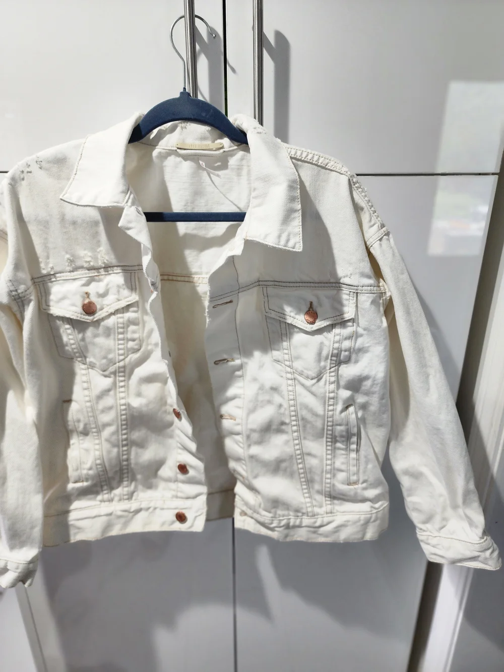 Ecru Denim Jacket - Classic Button-Front - Picture 1 of 6